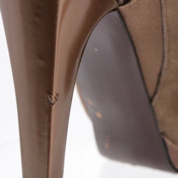 Stuart Weitzman Womens Portside Sandal Size 7 Tan Suede Slingback Peep Toe Heels - Picture 6 of 12